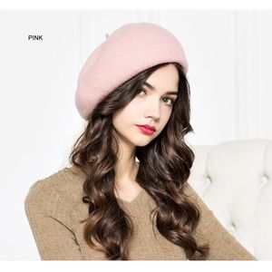 Pink Wool Beret Hat